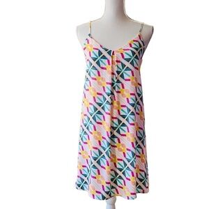 EVERLY COLORFUL GEOMETRIC PATTERN SLIP DRESS SIZE SMALL